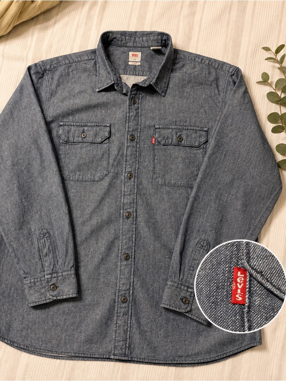 Levi’s Men’s XXL Relaxed Denim Shirt Dark Indigo Utility Workwear